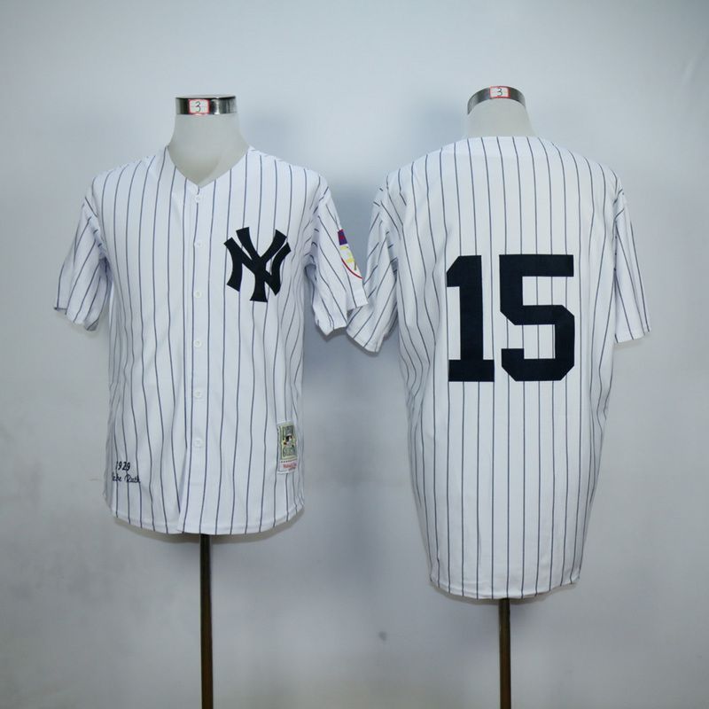 Men New York Yankees 15 No name White Throwback MLB Jerseys